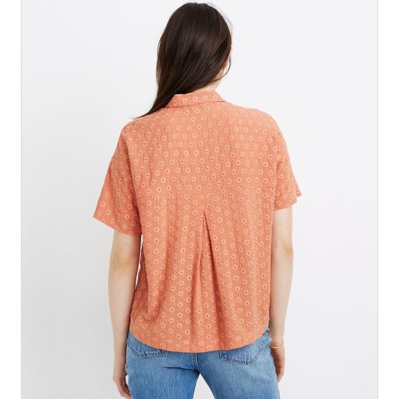 Madewell Women's Shirt Top Blouse Button Down Embroidered Portside Orange Small - Picture 11 of 11